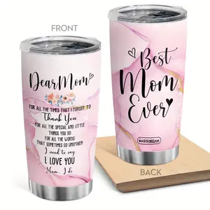 [Best Mom Ever Tumbler] 20oz Best Mom Ever Stainless Steel Vacuum Insulated Tumbler Cup with Lid - 1pc Double Wall Water Coffee Gift for Mom on Christmas Mother's Day
