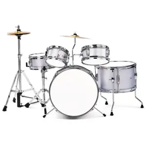 5-Piece Junior Drum Set with Stool, Pedal, Drumsticks & Tools - Durable Starter Kit with 14" & 10" Drums, Cymbal-Compatible Hardware for Teens & Beginners - Perfect for Practice & Live Performances