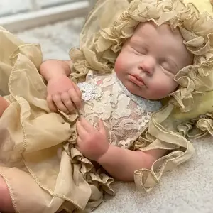 Otarddolls 18 Inch / 45cm Silicone Reborn Girl Doll Loulou with Princess Dress, Closed Eyes, Washable Painted Detailed Skin, Full Body Soft Solid Lifelike Realistic Reborn Doll