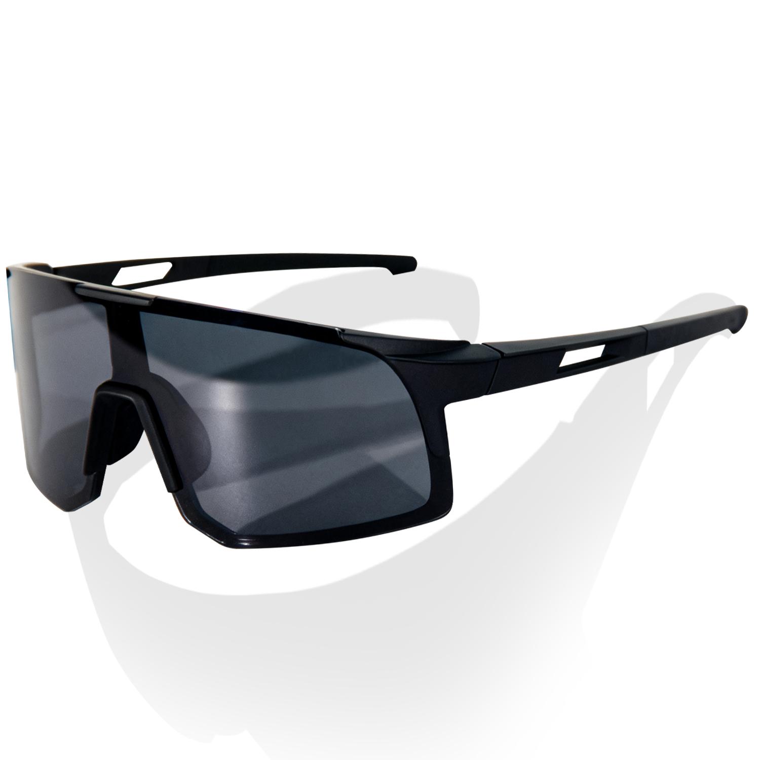 Black Frame Grey Lens Cycling Sunglasses, UV400 Protection PC Sports Glasses for Men Women