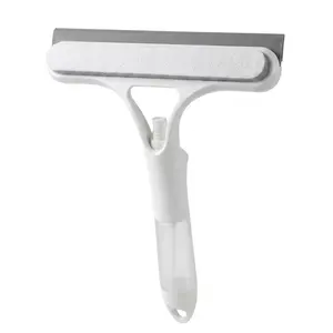 3 in 1 Window Cleaning Scraper, SqueegeeandScrubberwithSpray, Multifunctional HouseholdCleaningTool,CarWindshieldcleaner,Lightweight Silicone MicrofiberWipe White Glass