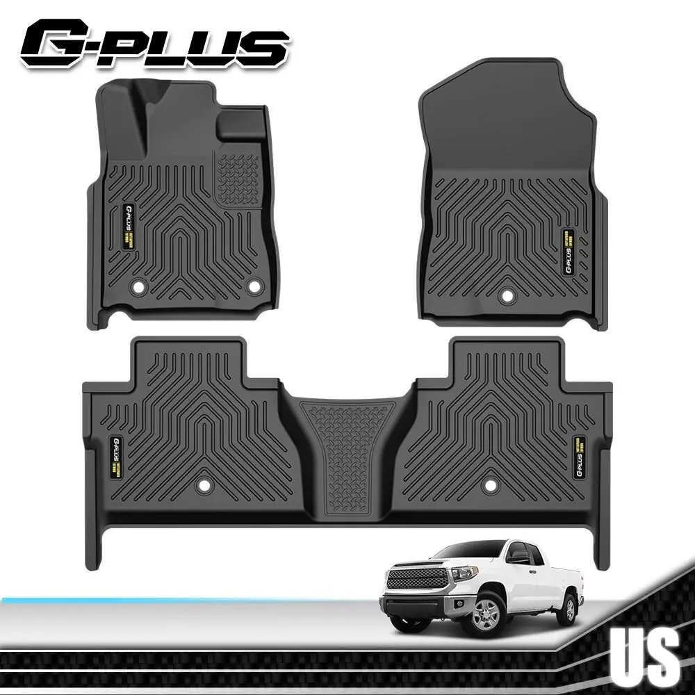Fit For 2007-2025 Toyota Tundra CrewMax Cab 3PCS TPE Floor Mats Protection Liners,All Weather Floor Mats Rubber Liners,Waterproof Anti-slip Durable Floor Mats G-PLUS