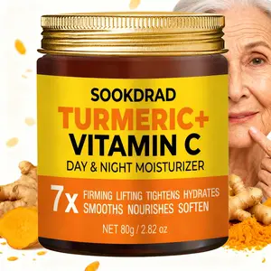 Turmeric + Vitamin C Day & Night Moisturizer Cream, Hydrating Smooth Face Care, All Skin Types, Daily Use, 80g/2.82oz