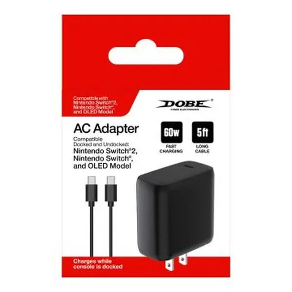 Dobe AC Adapter for Switch / Switch 2 / OLED - Docked and Undocked