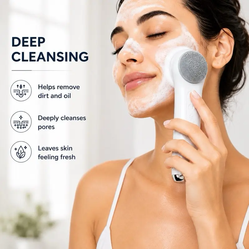 Facial Cleansing Brush - Waterproof Rechargeable Deep Pore Cleanser for Hot & Cold Therapy