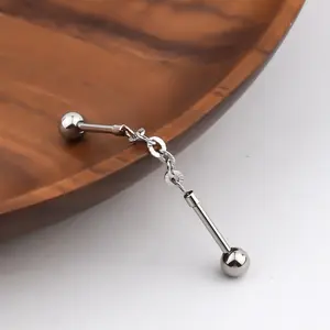 GTHIC Simple Thread Chain Stainless Steel Industrial Piercing Statement Jewelry for Women Daily Wear Birthday Gift