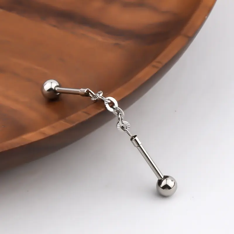 GTHIC Simple Thread Chain Stainless Steel Industrial Piercing Statement Jewelry for Women Daily Wear Birthday Gift