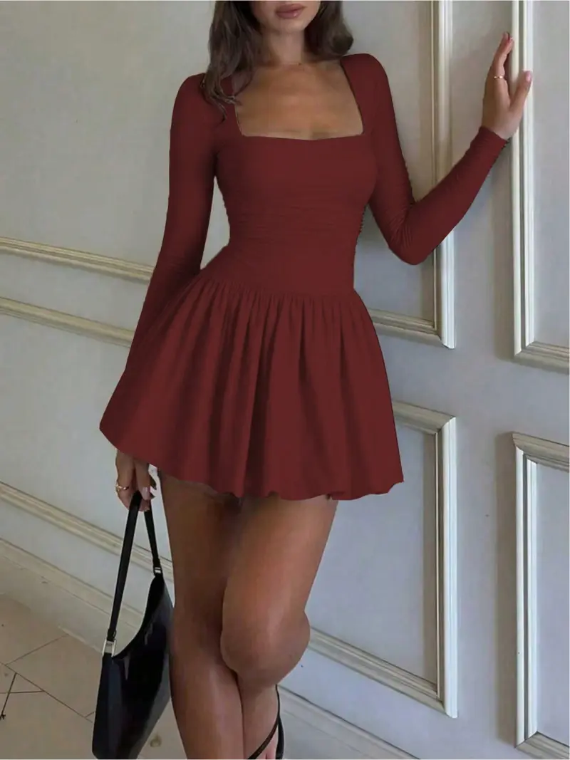 sachin and babi light blue dress Maroon Mini Dress, ., TAGSATL.COM, #ootd #datenight #minidress #reddress  #brunch main image 1