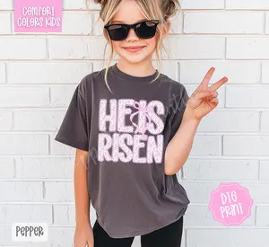 He is Risen Floral Comfort Colors Youth Tshirt