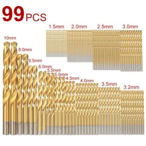 99pcs Titanium-Coated HSS Drill Bit Set - Quick Change, Precision Impact Tools for Dewalt & Makita - Ideal for Aluminum, Wood & More