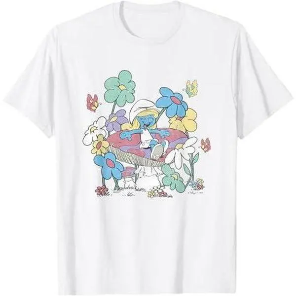 The Smurfs Smurfette Having Fun In Nature Distressed T-Shirt