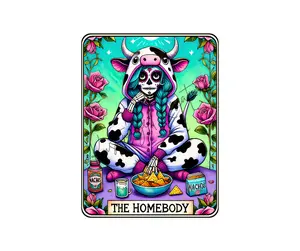 Homebody Tarot Card • T-shirt Tee Shirt Comfortable Unisex Top Casual Sublimation Graphic Cute Skeleton Stylish Cow