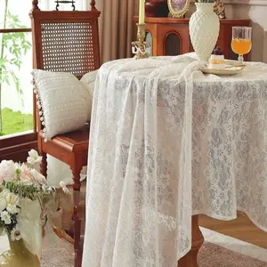 French Vintage Floral Tablecloth, Luxury Atmosphere Decorative Small Round Coffee Table Cover, Elegant Home Decoration Accessory