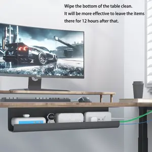 Fire Retardant Insulated Desk Underneath Wire Management Rack, Cable Storage Slot for Computer Desks, No-Drill Cord Organizer Box, Cable Management Kit