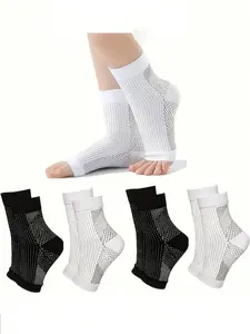 Women's Compression Socks, Athletic Running Socks, 4 Pairs, Ankle Support, Breathable, Soft, Outdoor Running & Cycling, Short Toe Pressure Socks, Sports Running Socks, Sports Tight Socks