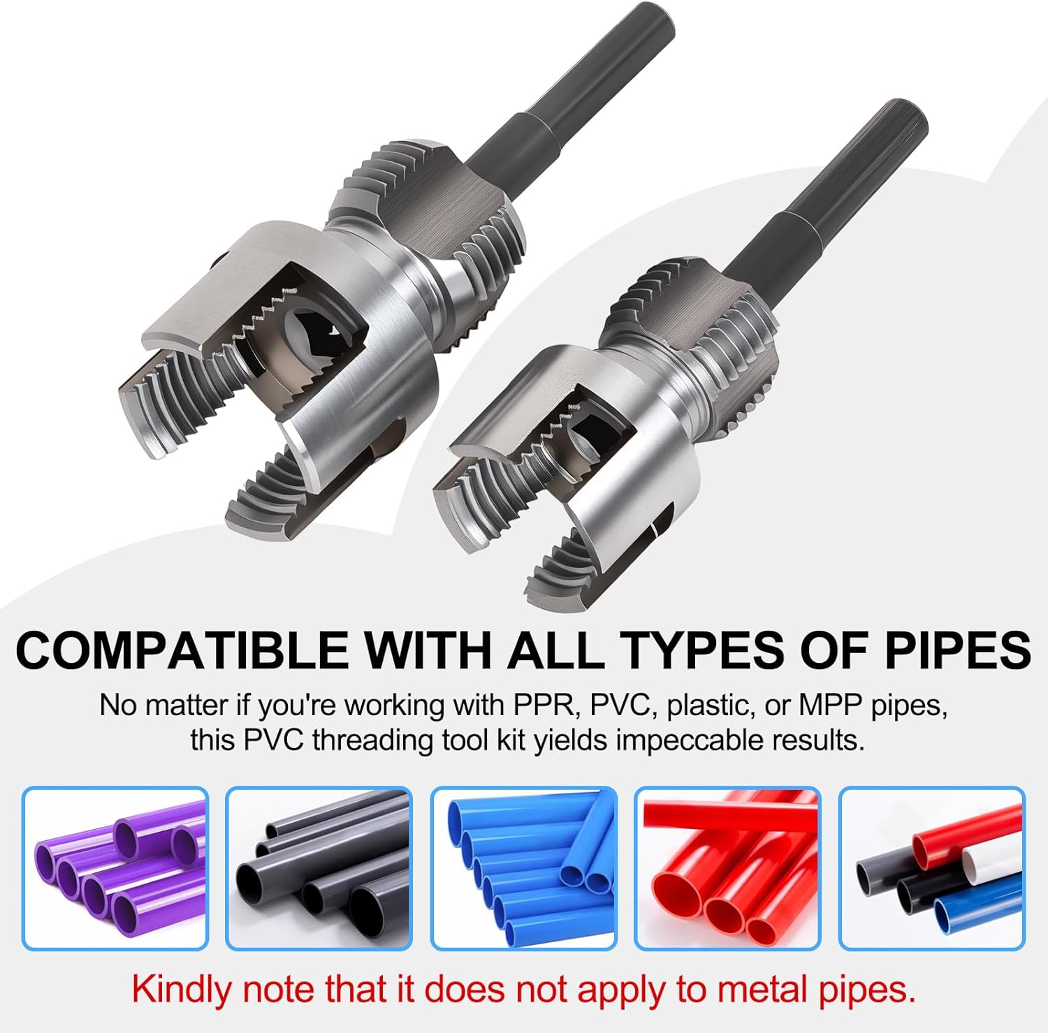 2PCS PVC Pipe Threader Kit - Dual-Function Internal & External Pipe Threading Tool for 1/2"& 3/4" PVC/Plastic Pipes