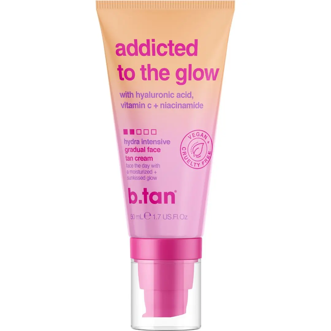 b.tan Gradual Self Tan Face Cream | Addicted to the Glow - Daily Facial Tanning Lotion | Sunkissed Dark Bronze, Glow Your Own Way Collection, Best Sunless Moisturizer, Hydrating Hyaluronic Acid, Niacinamide, Vitamin C, Travel Size, No Fake Tanner Smell su