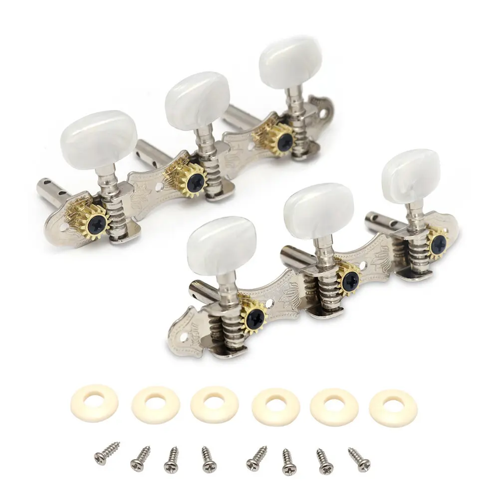 Acoustic Guitar Tuning Pegs KeysMachine Heads Tuners Double Hole 3L3R Chrome Acoustic Guitar Tuning Pegs KeysMachine Heads Tuners Double Hole 3L3R Chrome