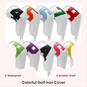 Golf Iron Cover Colorful Digital Gradual Change Rod Head Cover Protective PU Leather Water-Resistant Scratch-Proof Universal Fit Factory Golf Supplies, men golfer summervibes,summervibes,golf training equipment