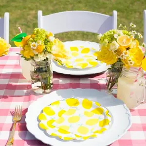 Lemon Themed Party Paper Plate Cups Napkins Cutlery Set for Kids Birthday Party Decoration Lemonade Theme Bday Celebration Decor 20 Set