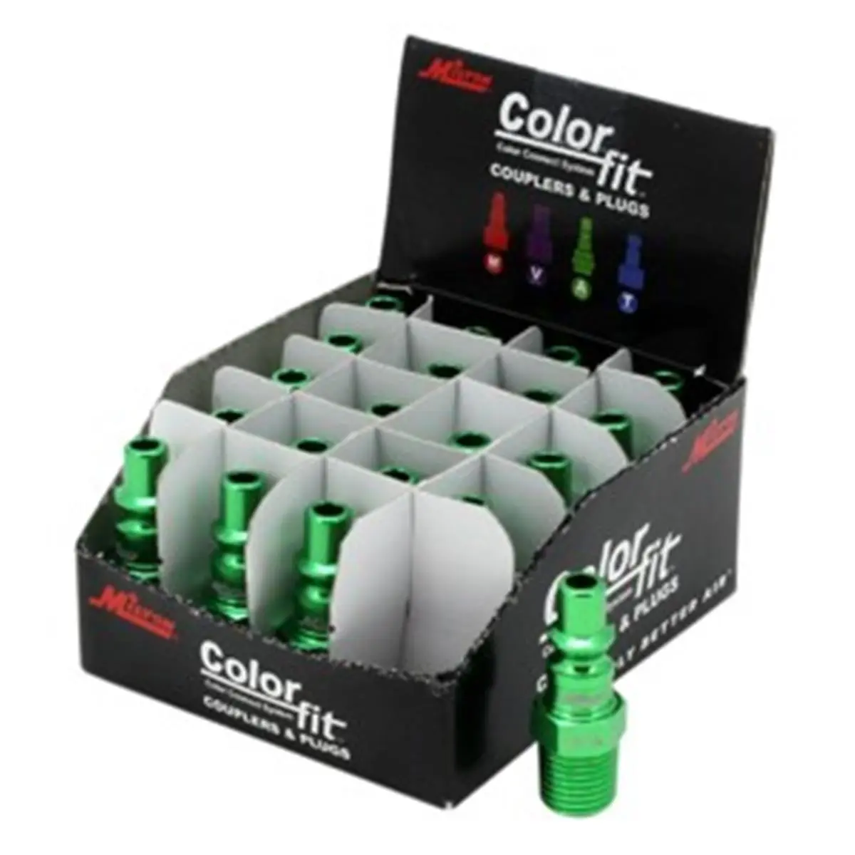 Milton MI777AC-20 ColorFit Green Threaded Tube Pipe Coupling, 0.25 in. NPTM Plug, Cross-Contamination-Eliminating Plumbing Fitting for Tools & Hardware, Eliminate Cross-Contamination