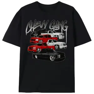 [100% Cotton]MONO LABEL Gang Graphic T Shirt Chevy Silverado Men'S  Tee Old School Chevy Tee Truck Shirt Classic Chevy Truck Casual Menswear 4X6GFV Gift For Him BK-13 Printing Graphic Tee