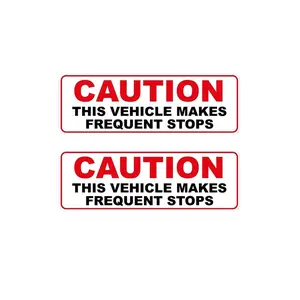 2 Pack 150mmx50mm Caution Sticker This Vehicle Makes Frequent Stops Car Bus Taxi Decals Vehicle