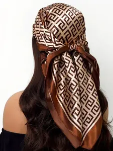 1/4 Pack Spring Summer Casual Geometric Print Scarves, Versatile Neck Wraps & Shawls for All Seasons, Stylish Square Head Scarves, Fashion Hair Scarves