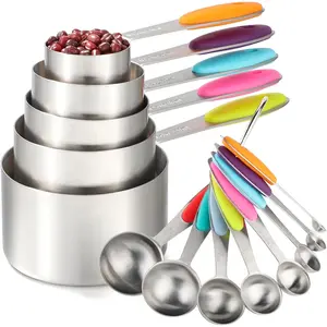 Measuring Cups and Spoons Set Stainless Steel Includes 5 Measuring Cups 8 Measuring Spoons for Dry or Liquid Ingredients (5+8)
