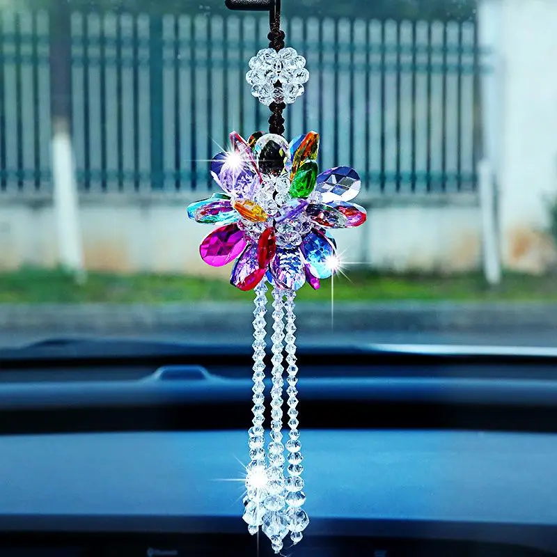 Flower Design Car Ornament, Car Rearview Mirror Hanging Decoration, Car Interior Accessories