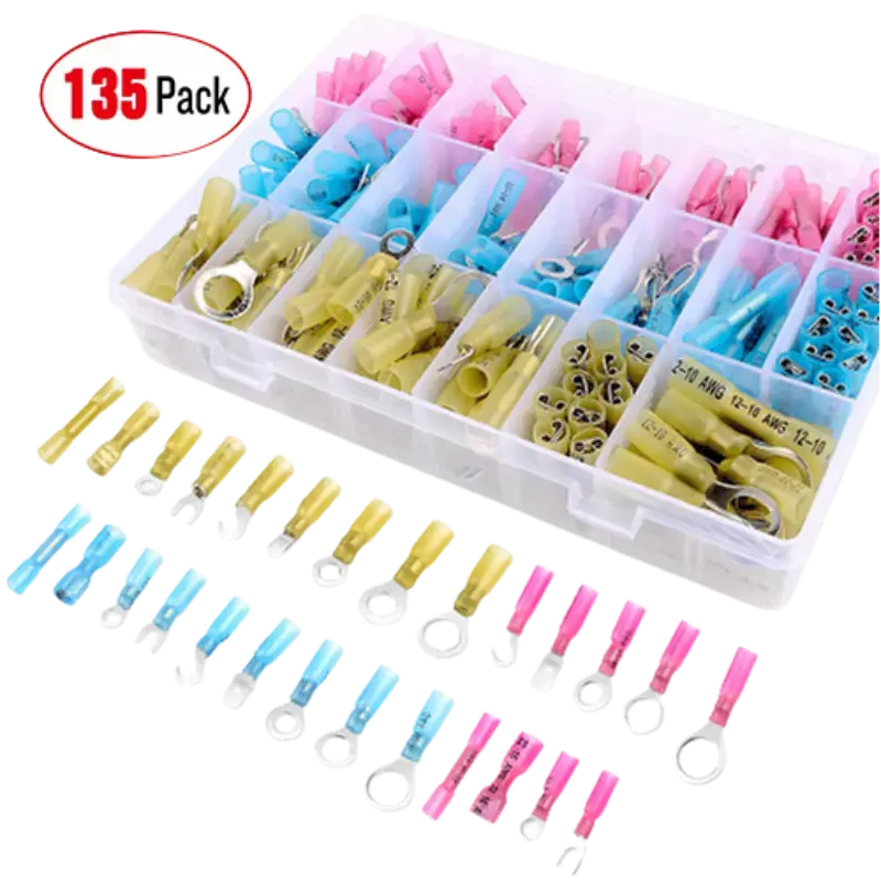 Nilight 135Pcs Heat Shrink Wire Connectors - Durable Reliable Quick Waterproof Universal Connectors, Thick Copper, Multiple Types for Home Improvement Electrical Equipment & Supplies, Durable Reliable Connectors, Quick Connector