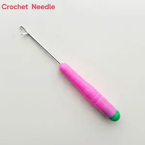Latch hook crochet needle used for hair maintenance and extension installation.