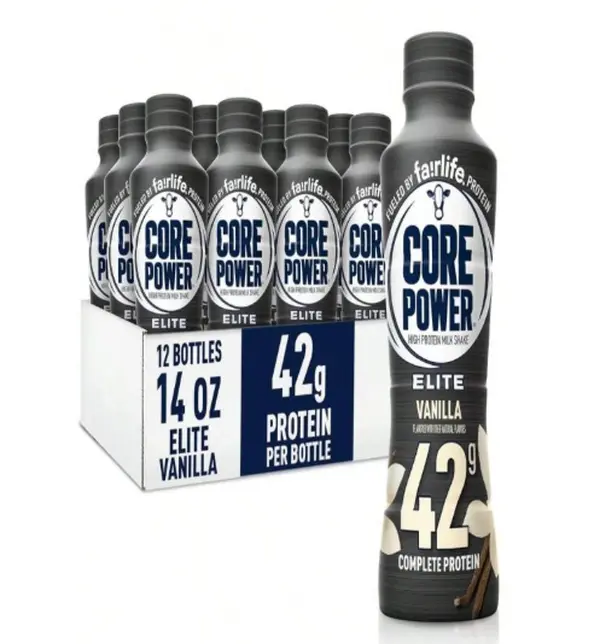 Core Power Elite High Protein Shake, Vanilla, 42g Bottle, 14oz, 12 Pack