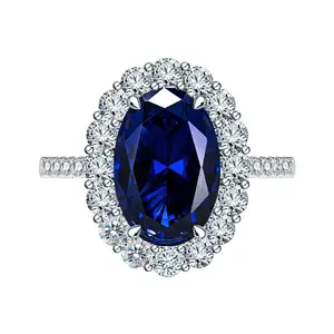 Lit Jewelry |  Large Oval Shape Ring Lap Created Gemstone 925 Sterling Silver Wedding Daily