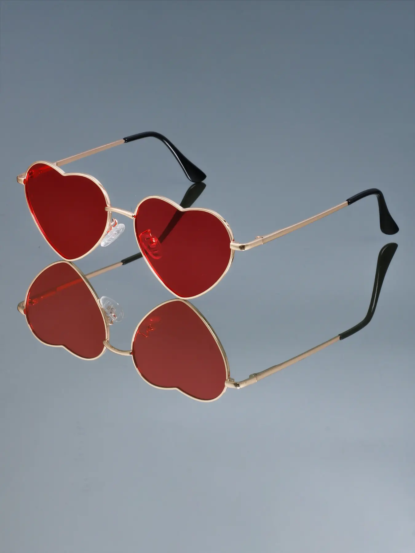 Women's Casual Heart-Shaped Metal Full Frame Fashion Glasses, Fashion Eyewear, Perfect for Parties and Gifts, All Seasons Wear, Plain Style, Heart Sunglasses, Fashionable Sunglasses, Party Sunglasses