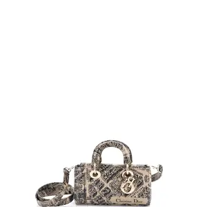 Pre-owned Dior Leather Top Handle Bags Christian Lady D Joy Bag Printed Small by Rebag
