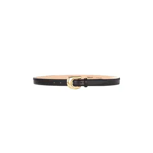AUREUM Statement Buckle Belt in Black & Gold