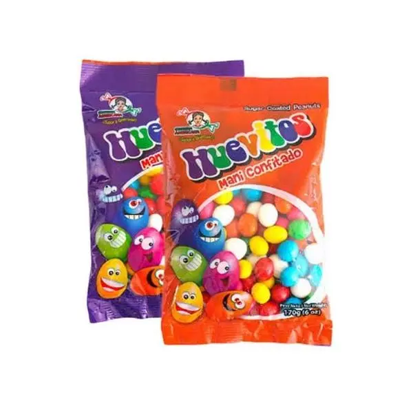 Huevitos de Maní confitado 6 oz  c/u Pack de 2 Bolsas 1 rojo/1 morado.  / sugar coated peanuts