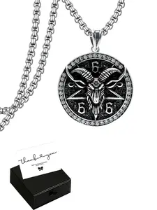 Vintage Goat Head Pendant Necklace, Geometric Copper Charm, Unisex Guardian Jewelry, All Seasons Wear