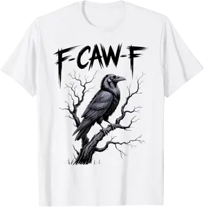 F-Caw-F Funny Raven Black Crow Spooky Season Halloween Retro T-Shirt - Ajitasirba Shop 96B0FHJRMHMM