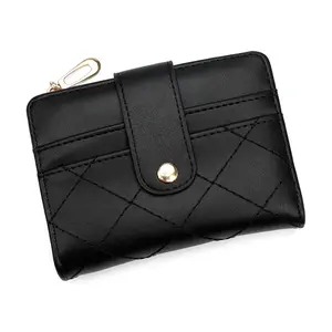Women's Ultra-Thin Short Fashionable Wallet - Multiple Card Slots, Buckle Design, Built-In Coin Purse