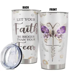 Butterfly Pattern 20oz Tumbler, 1 Count Insulated Water Bottle with Straw, Gift for Women, Birthdays, Holidays, or Special Moments for Family, Friends, Coworkers, Drinkware
