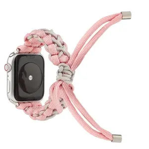 Adjustable Wearable Double-Layer Paracord Stretch Watch Band - Durable, Breathable, Rugged Outdoor Sports Replacement Strap for Series 10 & SE Smart Watches