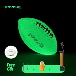 Psyche Size 9 Football 4 Piece Glow in The Dark Rugby Football With Pump Needles And Net Professional Training Game Ball For Entertainment &Training