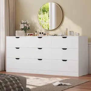 HAUOMS 9 Drawer Dresser for Bedroom, Large Black Chest of Drawers for Bedroom,Long Modern Dressers with Drawers for Living Room, Hallway