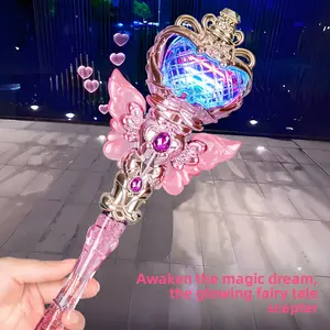Princess Magic Wand for Girls, Dreamy Glowing Rotating Musical Fairy Wand, Crystal Magic Scepter, Children's Glowing Toy