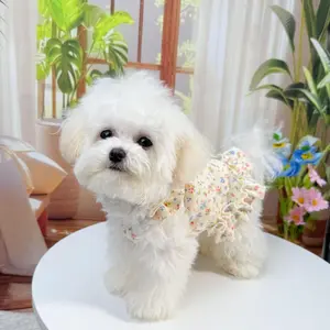Pet Clothes Floral Print Dress Cozy Cool Cute For Outdoor With Leash Ring Kitty Bichon Frise Maltese Schnauzer Summer Spring For Small Medium Dog Cat D00029