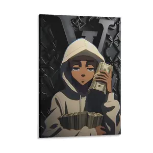 Hard work pays off: The iconic Riley Freeman money-themed canvas wall art "A Stack of Cash" is the ultimatemen' s space decor for hip-hop and anime fans, and alsothe perfect choice for a modern room.