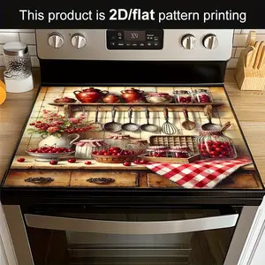 1pc, 2D/Flat Cherry Blossom Pattern Kitchen Stove Mat, 28.3x20.5 inches, Countertop Protector, Rustic Decor Suitable for Electric and Glass Stoves