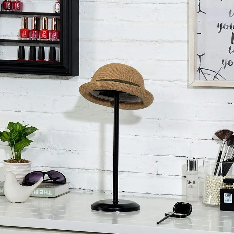 Black Metal Dome Shaped Adjustable Height Hat Stand, Wig Display Rack